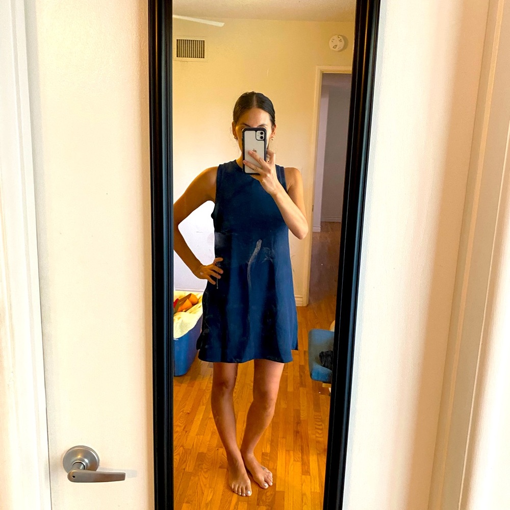 Navy layered swing dress
